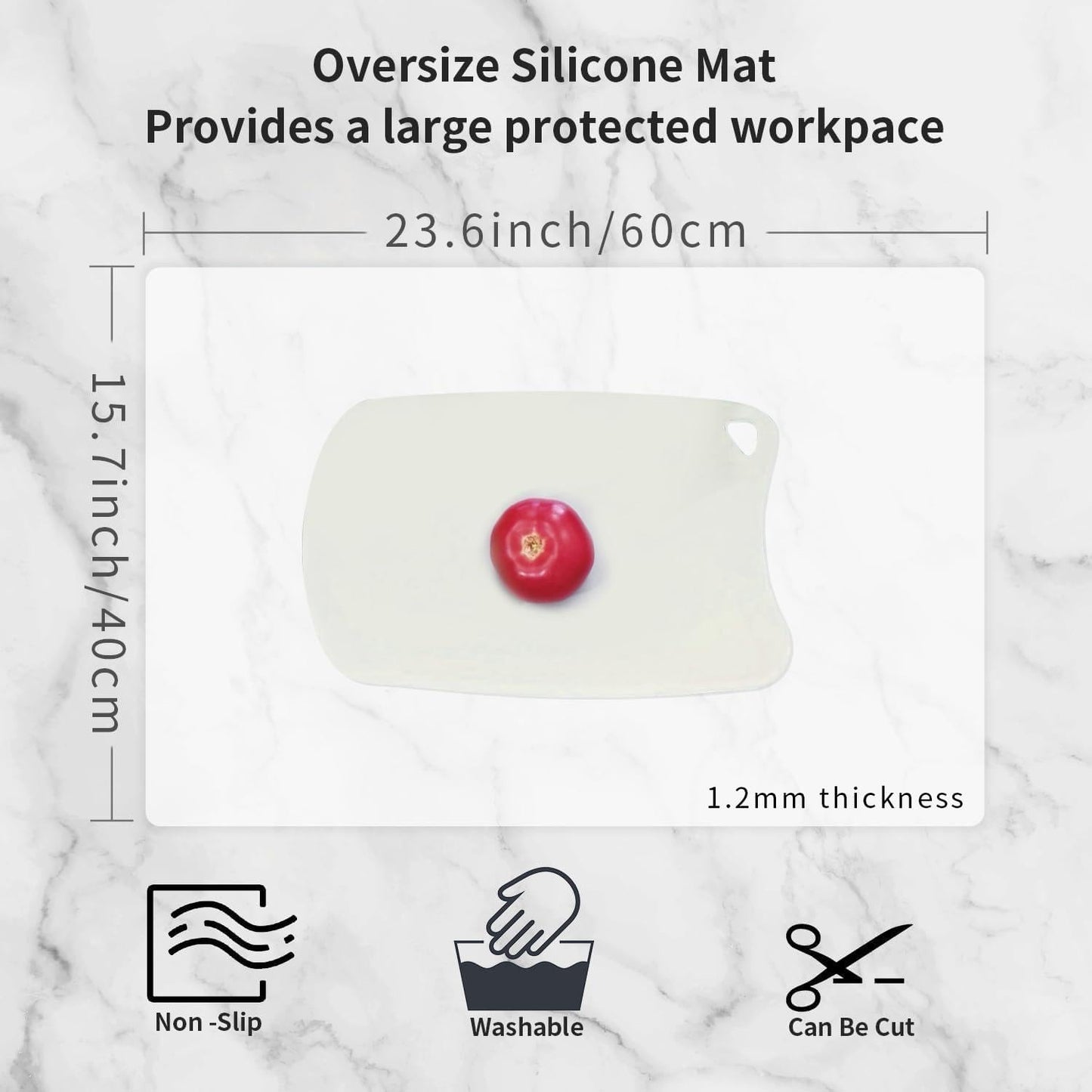 Extra Large Dark Green Countertop Mat - Silicone Table Kitchen Desk Mat - Non-Slip & Heat Resistant - Dinner Placemat Pastry Dough Rolling Mat - Colors A