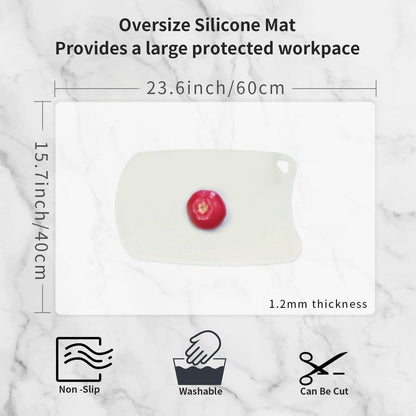 Extra Large Dark Green Countertop Mat - Silicone Table Kitchen Desk Mat - Non-Slip & Heat Resistant - Dinner Placemat Pastry Dough Rolling Mat - Colors A