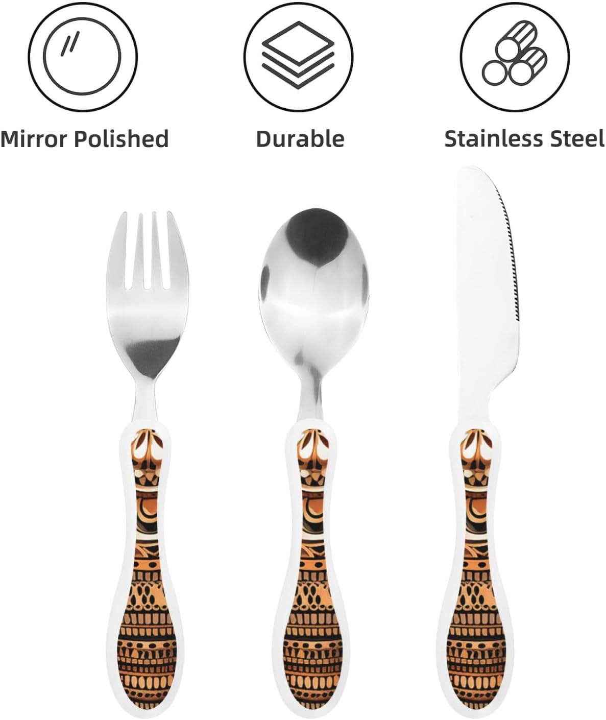 3-Piece Kids Silverware Set With Storage Case, Stainless Steel Reusable Children Safe Knife Spoon Fork Set Elephant Pattern Children Flatware Set For Kids Lunch Box