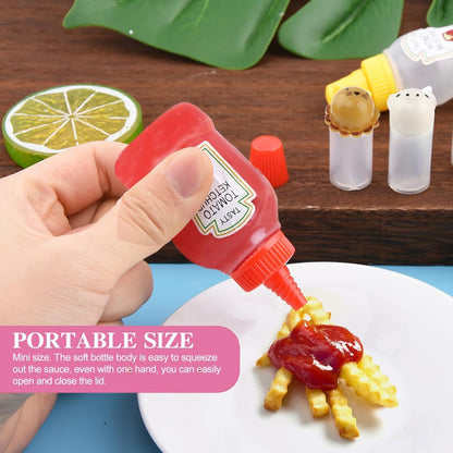 CALIDAKA 55Pcs Kids Bento Box Accessories Including Animal Food Picks Mini Condiment Bottles Ketchup Squeeze Bottle,Salad Dressing Container for Camping Kids Box Accessories