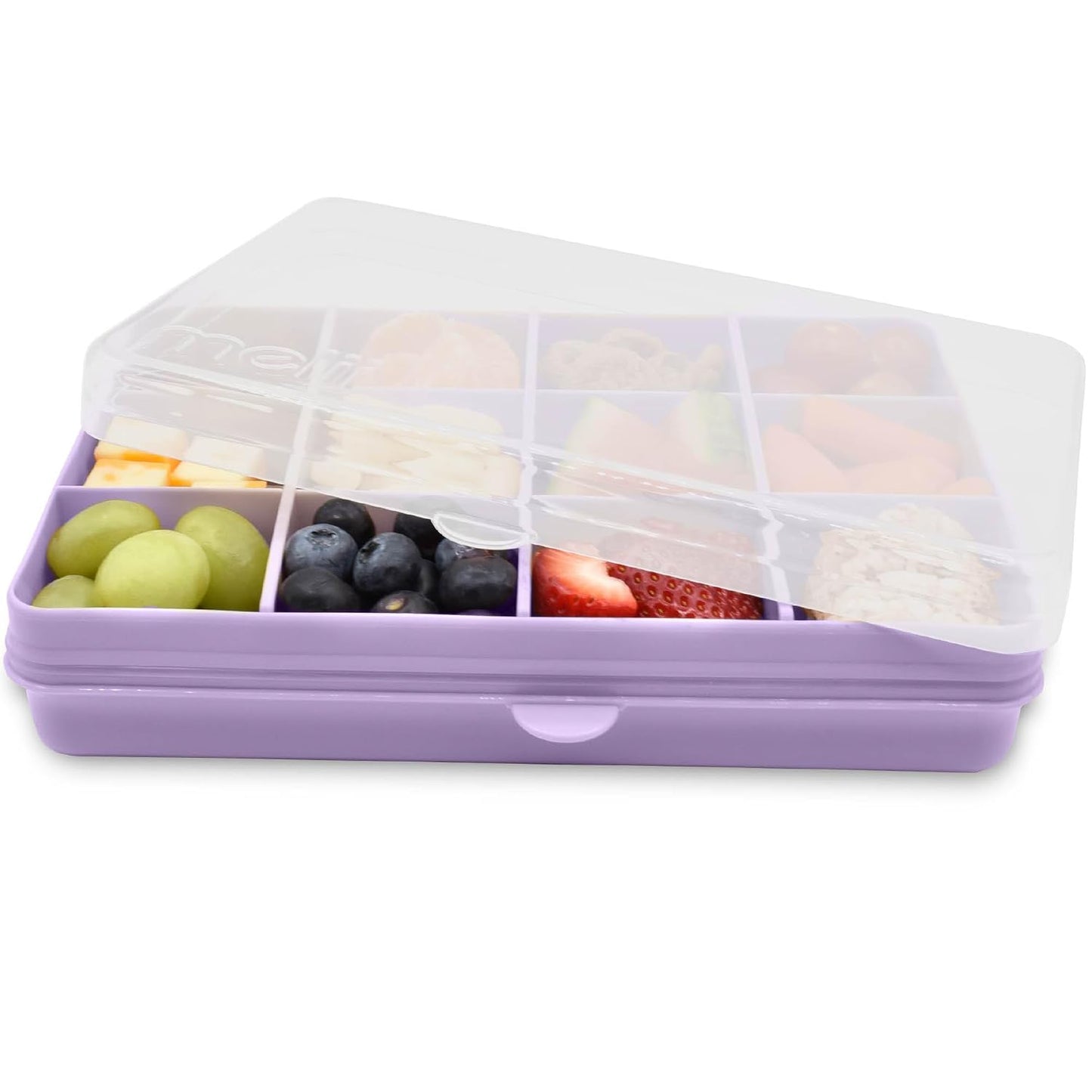 melii Snackle Box |12-Compartment Snack Container with Removable Dividers, BPA-Free Food Storage for Travel, School & On-the-Go Snacks, Kids & Family Organizer (Grey)