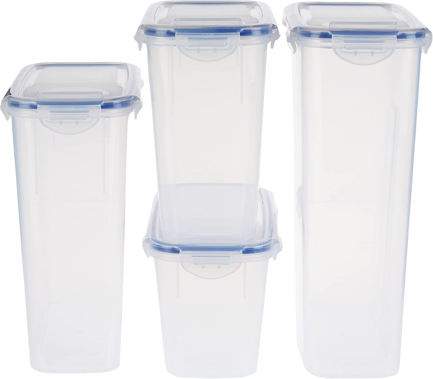 Lock & Lock Easy Essentials Food Storage Bin Set for Pasta, Flour, Sugar/Airtight Container Lids/BPA-Free/Dishwasher Safe, 8 Piece - Clear