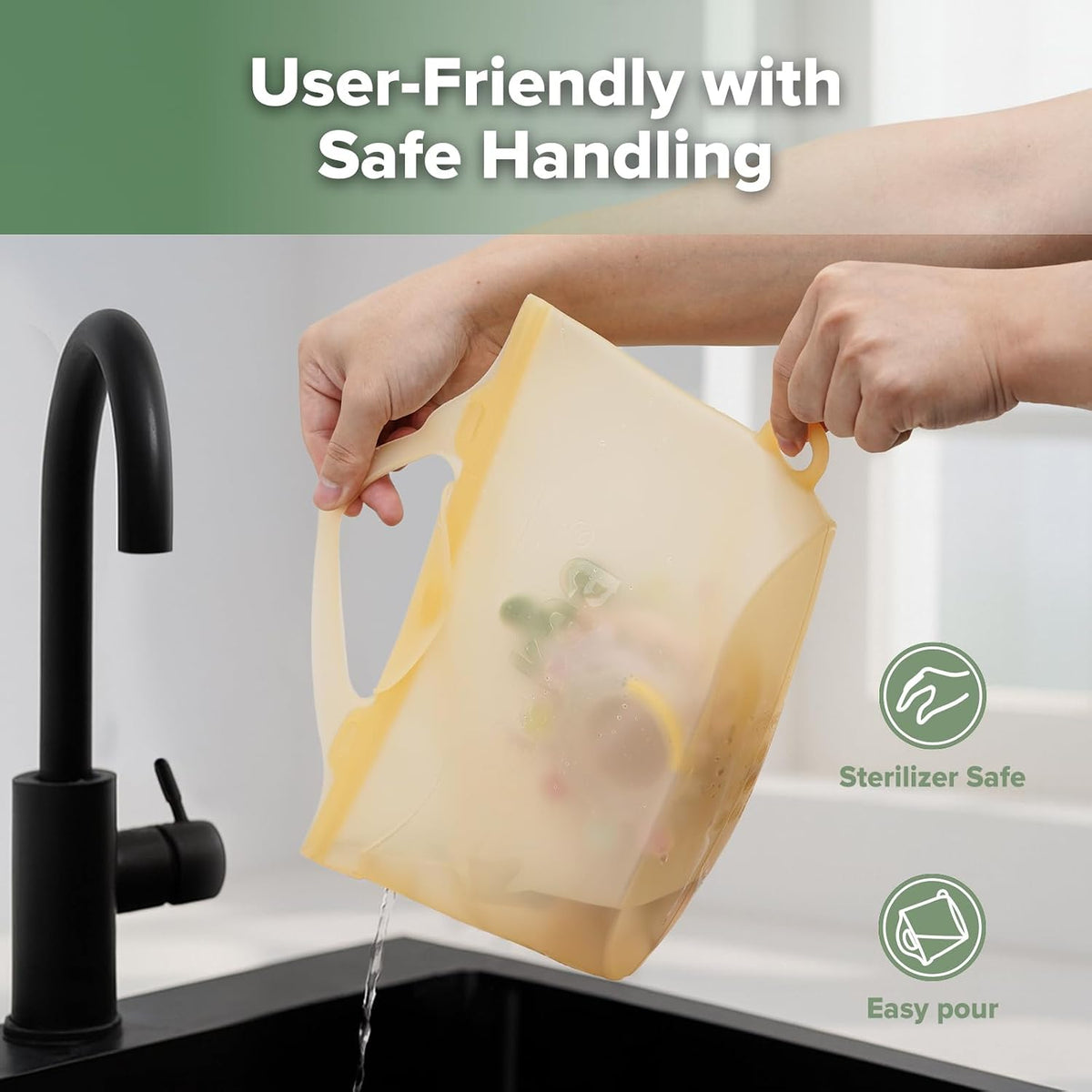 Haakaa Silicone Microwave Steamer & Steriliser Bag, 70oz/2000ml Large Capacity Reusable Steaming Bags for Baby Bottles, Breast Pump, Accessories, Pacifiers,Teethers, Great for Home&On The Go, Grey/1PC