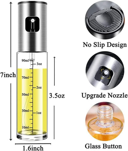 100ml Oil Sprayer for Cooking, Mini Kitchen Olive Oil and Vineger Mister for Salad, Baking, Airfryer, Grilling, BBQ (Funnel, Basting Brush and Cleaning Brush Included.)