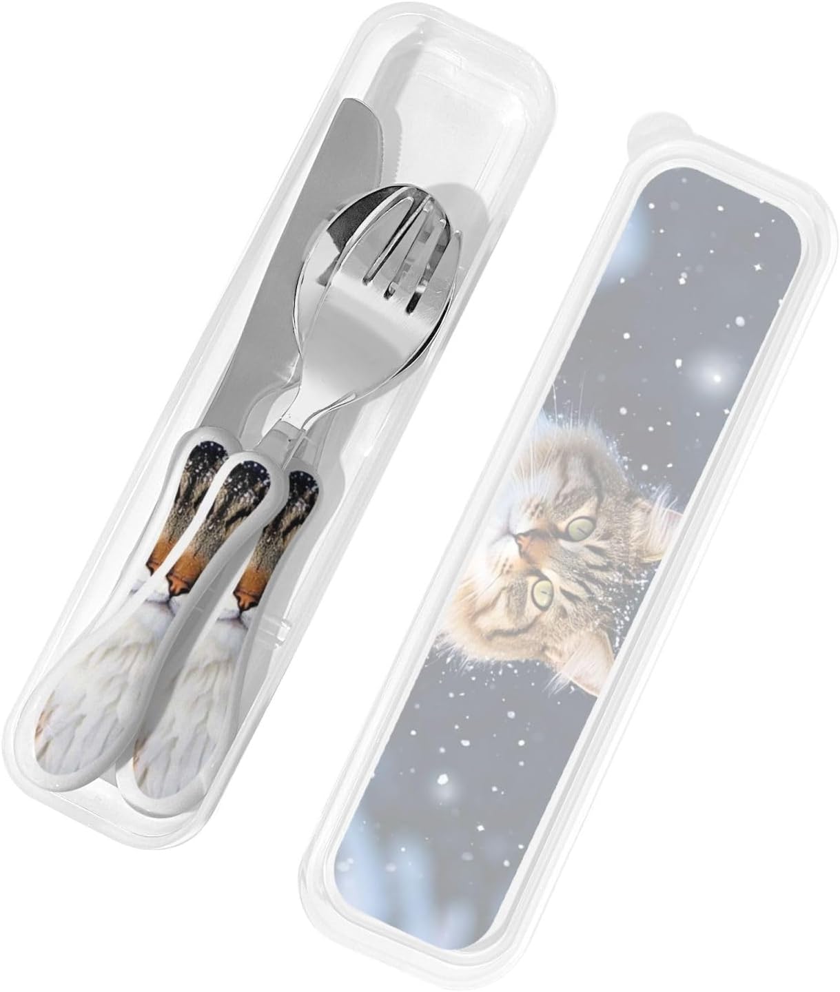 3-Piece Kids Silverware Set With Storage Case, Stainless Steel Reusable Children Safe Knife Spoon Fork Set Classic Cocktail Children Flatware Set For Kids Lunch Box