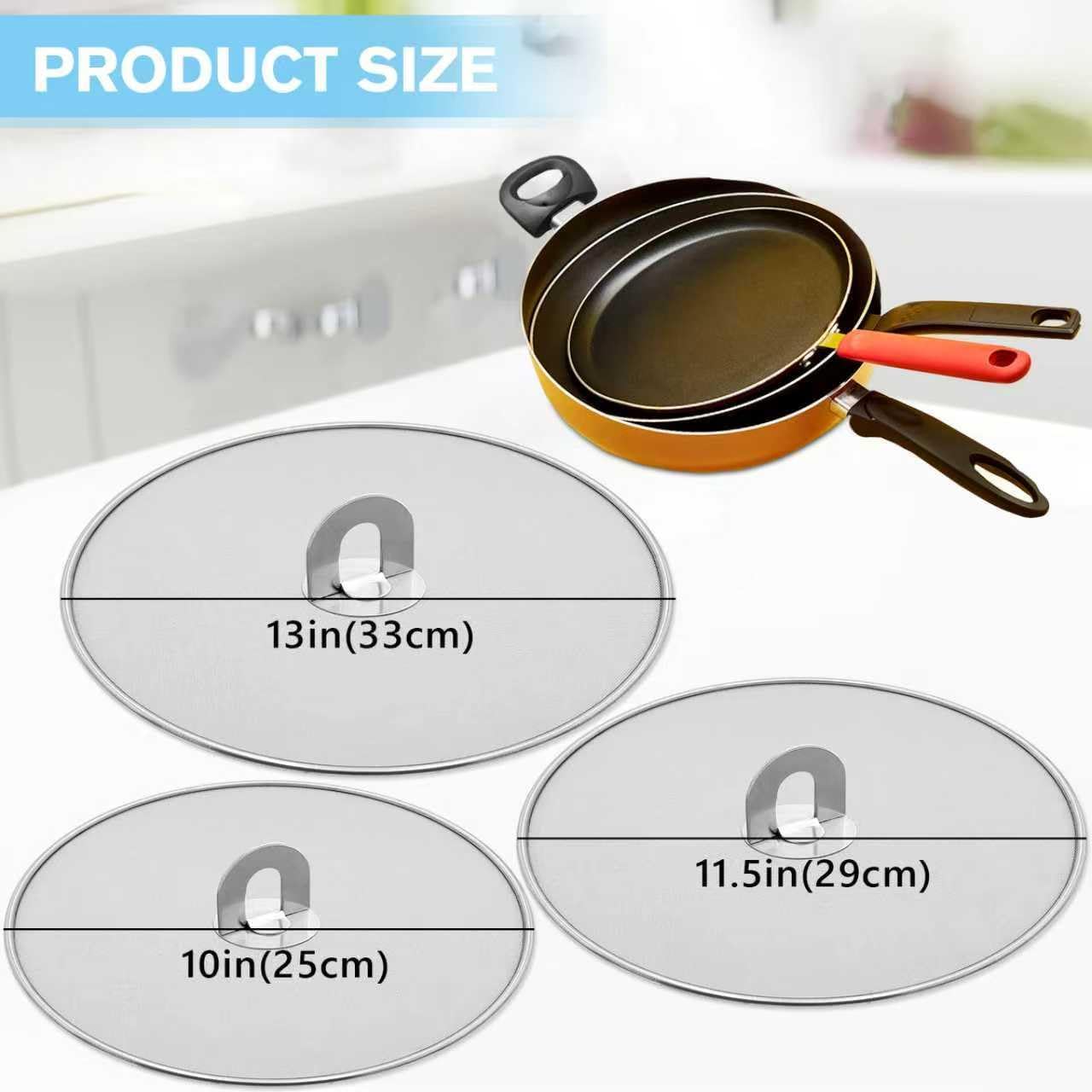 Splatter Screen for Frying Pan & Food Strainer,13 Inch Stainless Steel Grease Splatter Guard,Shield from Splashing Oil, Dishwasher Safe(Red)