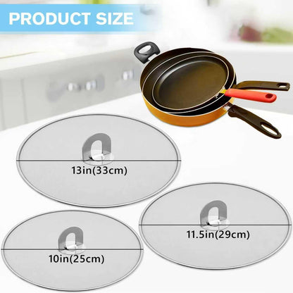 Splatter Screen for Frying Pan & Food Strainer,13 Inch Stainless Steel Grease Splatter Guard,Shield from Splashing Oil, Dishwasher Safe(Red)