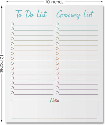 Gueevin 2 Pcs Magnetic Dry Erase Grocery List for Fridge 10" x 12" Magnet White Board Sheet with 8 Whiteboard Markers 2 Eraser Reusable for Refrigerator Kitchen Locker Cabinet Door(Black Line)