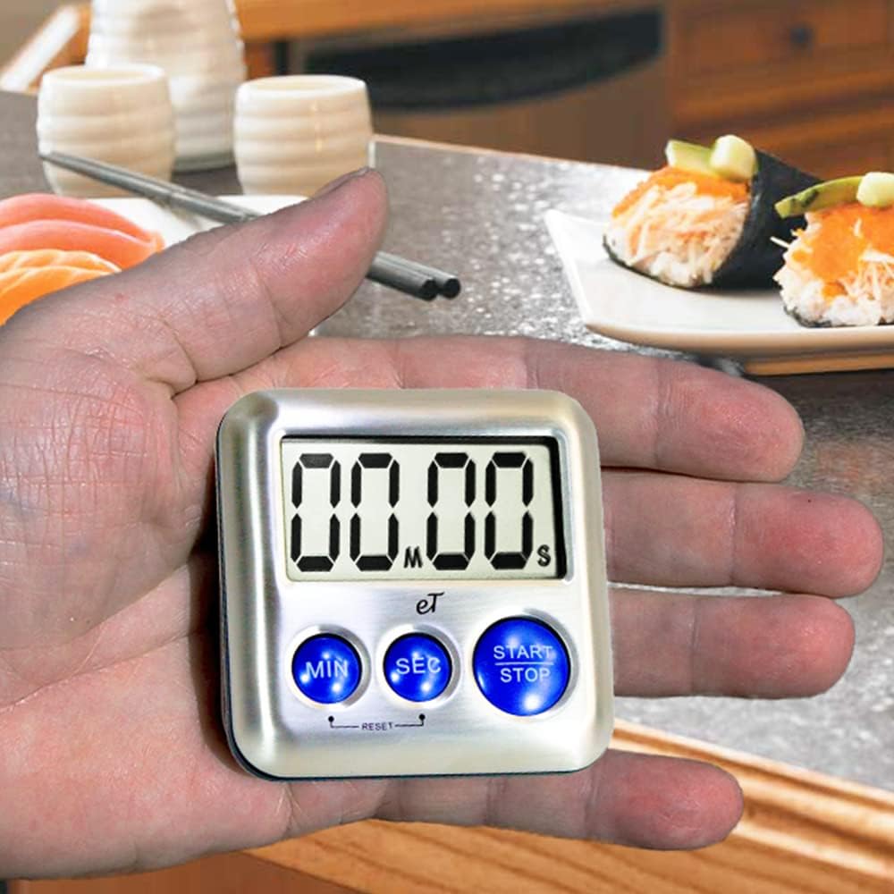 Elegant Digital Kitchen Timer Stainless Steel - Loud Alarm Model eT24 Plum