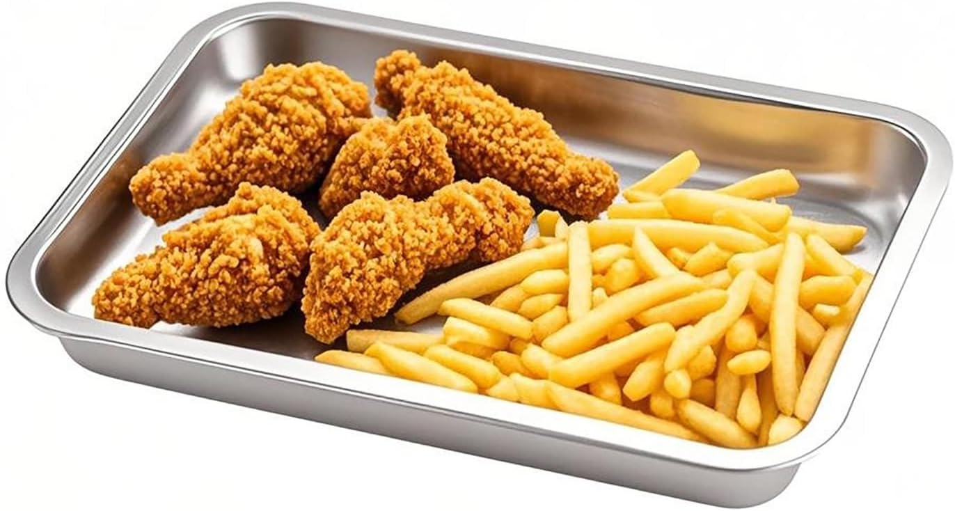 3Pcs Stainless Steel Breading Trays Set, Breading Dishes for Chicken Breasts, Marinating Meat and Prepping Meals (10.4" x 7.7" x 1.9")