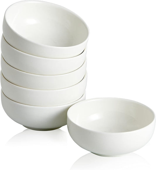 Ceramic Breakfast Bowls,2.7 oz Condiment Sauce Cups Containers,Side Dishes Small Trifle Bowls for Ice Cream,Baking Cute Bowls Set of 6(White)