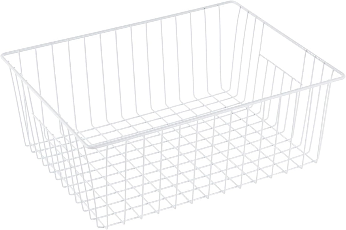 16" L x 12" W Wider Freezer Storage Organizer Baskets Container, Deep Metal Wire Chest Upright Refrigerator Divider Bins with Built-in Handles for Cabinet, Pantry, Closet, Kitchen