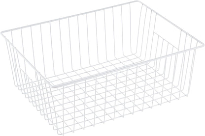 16" L x 12" W Wider Freezer Storage Organizer Baskets Container, Deep Metal Wire Chest Upright Refrigerator Divider Bins with Built-in Handles for Cabinet, Pantry, Closet, Kitchen