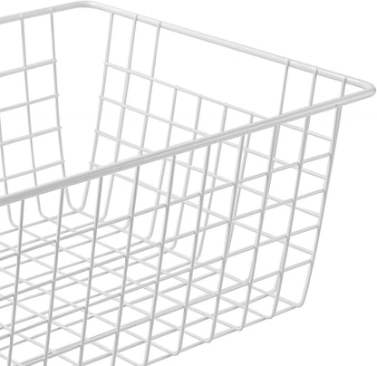 11" Upright Freezer Storage Baskets, Black Wire Storage Bins Small Bakset for Freezer, Pantry, Bathroom Organizing, Set of 2