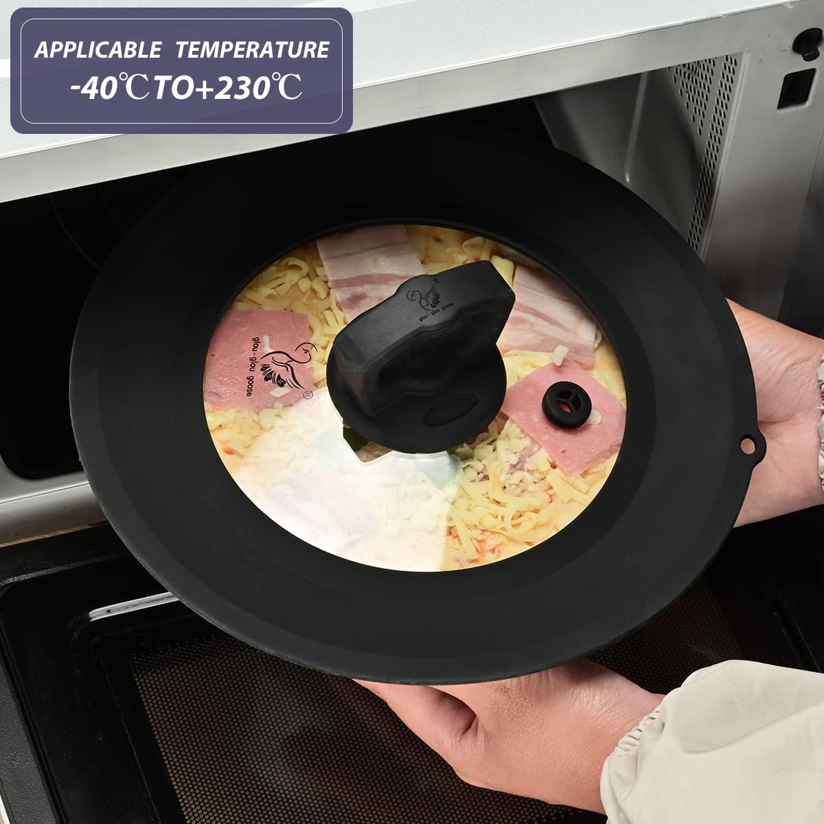Vented Tempered Glass Universal Lid for Pot Pan Skillet with Heat Resistant Silicone Rim Microwave Splatter Lid Cover Microwave Safe Fit 11.5" 12" 12.5" Cookware, Dishwasher Safe Grey