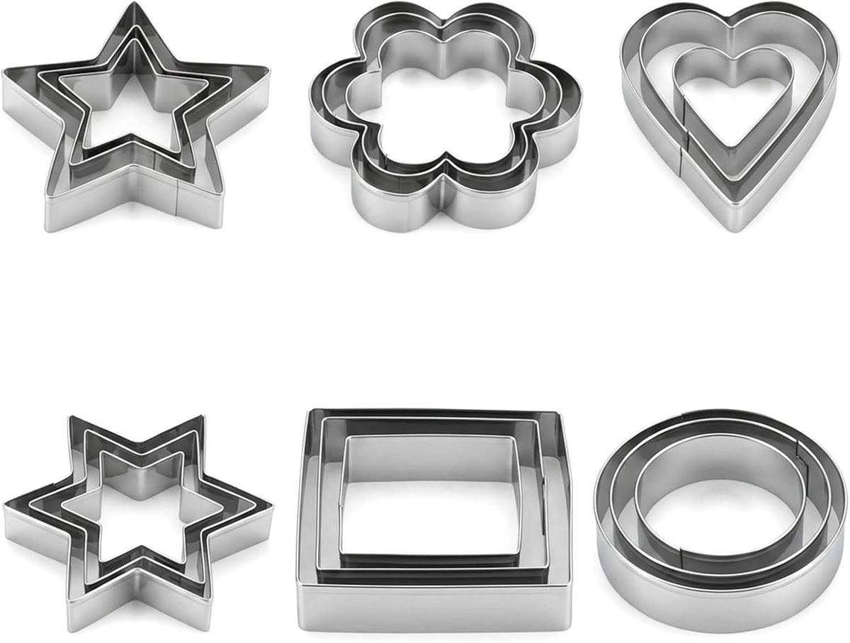 18 Pcs Stainless Steel Cookie Cutters Variety Pack Biscuit Cutter Molds