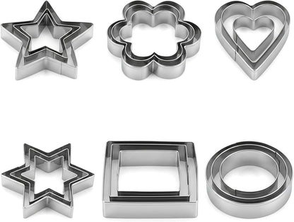 18 Pcs Stainless Steel Cookie Cutters Variety Pack Biscuit Cutter Molds