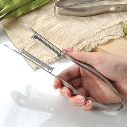 Stainless Steel Asparagus Peeler with Dual Heads for Fruit and Vegetable Peeling, Non-Slip Grip Kitchen Tool for Cucumber, Carrot, Parsnip, Easy to Clean Design