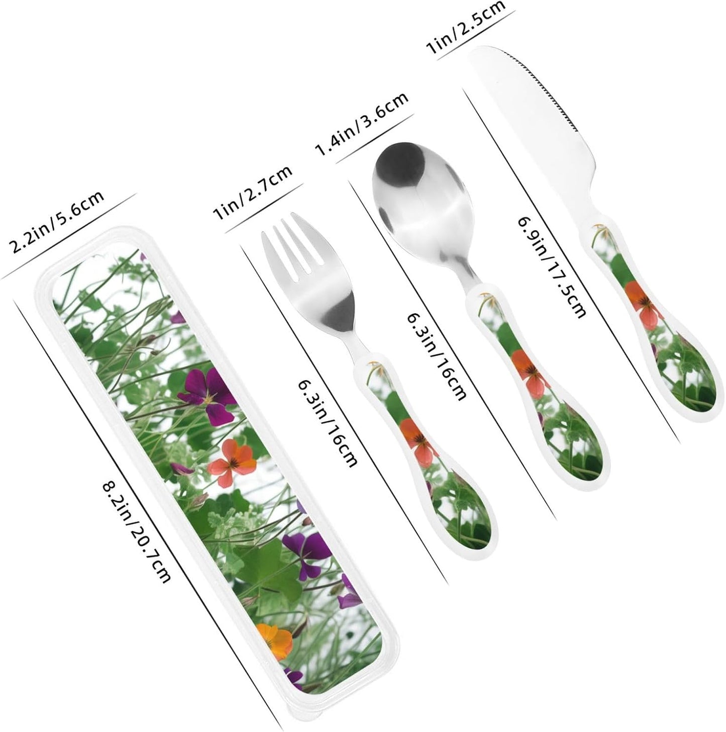 3-Piece Kids Silverware Set With Storage Case, Stainless Steel Reusable Children Safe Knife Spoon Fork Set Blue Active Girl Running Sunset Children Flatware Set For Kids Lunch Box - Colors B