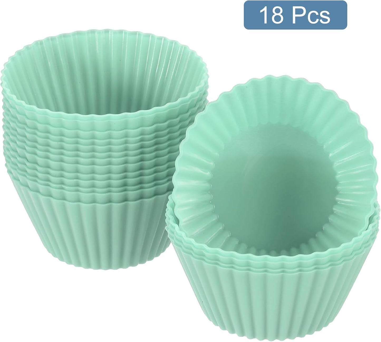 uxcell 18Pcs Silicone Cupcake Liners, Non-Stick Baking Cups, for Cooking Eggs, Baking Muffins and Make a Cake(Pink)