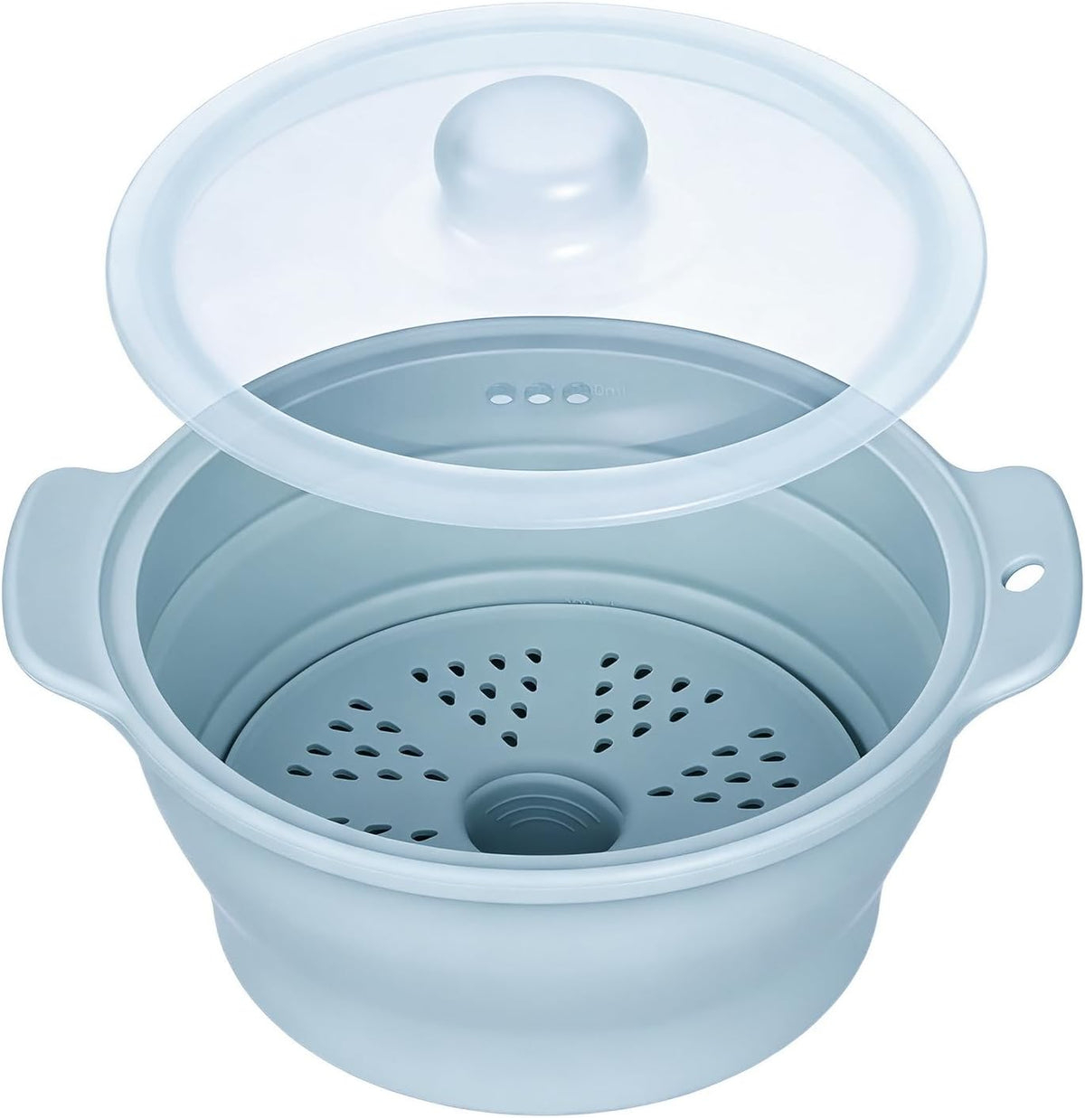 Collapsible Silicone Microwave Vegetable Steamer with Removable Steam Rack,42oz Heat-Resistant Cooker with Steam Holes,Easy to Store Freezer Dishwasher Safe,BPA Free (Grey)
