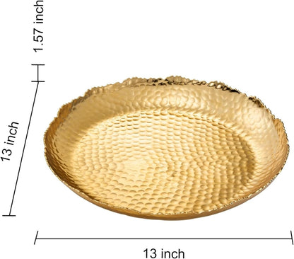 Cluster of 10 Round Serving Bowls Gold Clusters Decorative Elegant Snack Tray for Olives, Chip & Dip, Nuts, Appetizers & Entertaining Strong Brass & Enamel Home Decor Gifts, Parties & Weddings 20.5"