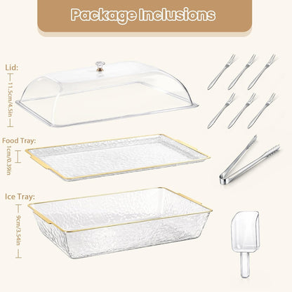 Chilled Serving Tray Charcuterie Board with Lid, Chilled Serving Trays for Parties, Perfect for Charcuterie, Seafood, Fruits and Shrimp Cocktail