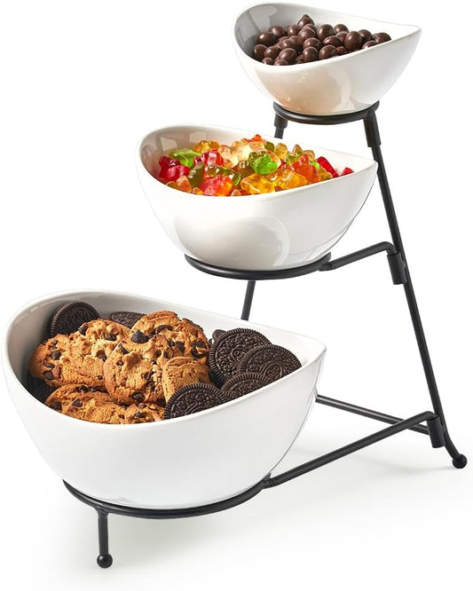 LYEOBOH 3 Tier Serving Bowls Set Serving Dishes with Stand for Entertaining