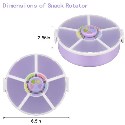 Pawtong Snack Rotator Container Reusable Snack Box with 5 Compartment Dispenser and Lid, Color Matching Opening Lid, BPA and PVC Free, for Home, School, Travel (1 Pack- Pink)