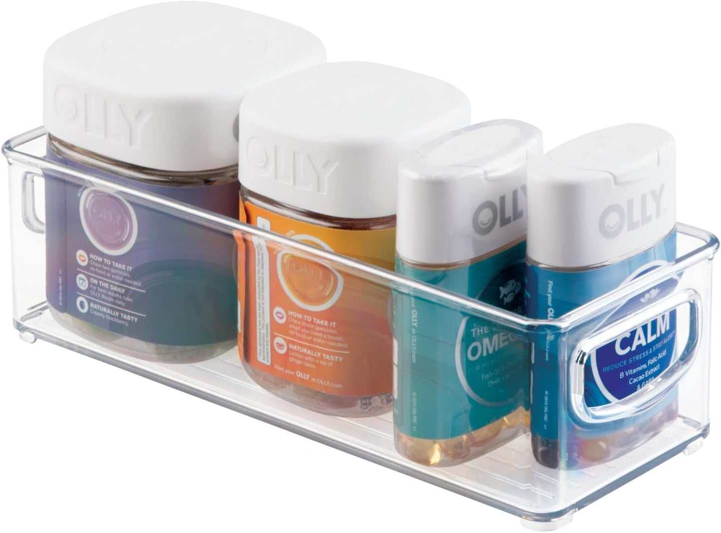 mDesign Plastic Bathroom Storage Container Bins w/ Handles - Closet, Cabinet, Vanity, Cupboard Shelf Organization, Hair Tools Accessory Organizer - Ligne Collection; Clear, ‎5x3.75x16 (Pack of 8)