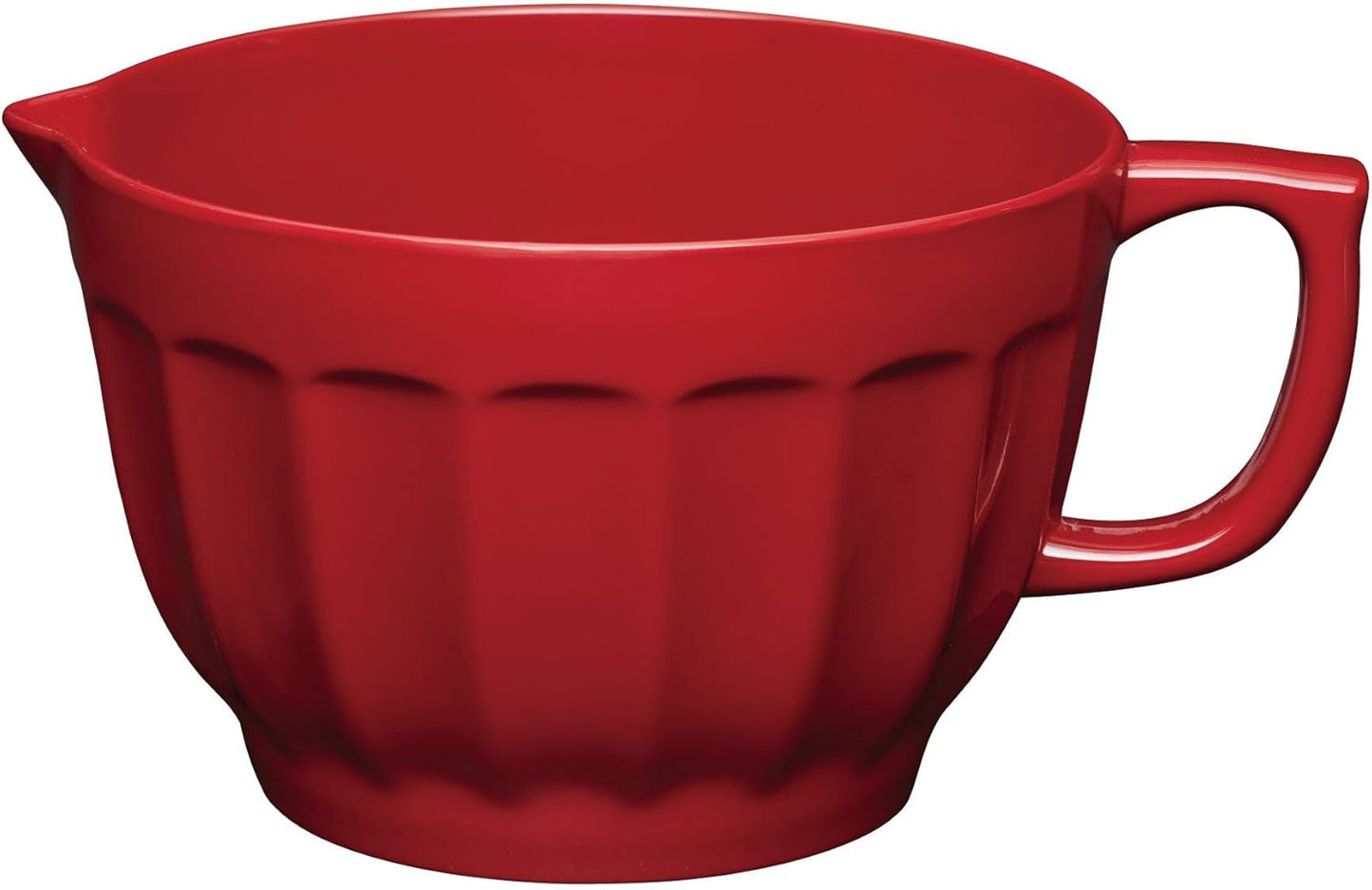 UP 4.3 Quart Latte Style Melamine Batter Bowl with Pour Spout and Handle, Professional Mixing Bowl with Non-Slip Base, Ideal for Pancake and Cake Batter, 11.5 x 8.75 Inch, Mint Blue
