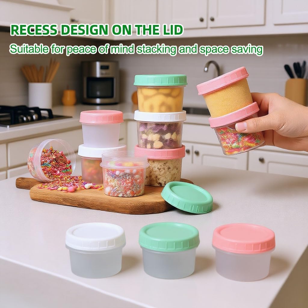 6 Pack 10oz Food Storage Containers, Plastic Containers with Twist Top Lid, Reusable Dishwasher Freezer Safe Airtight, Takeout Container - Ideal for Soup and More