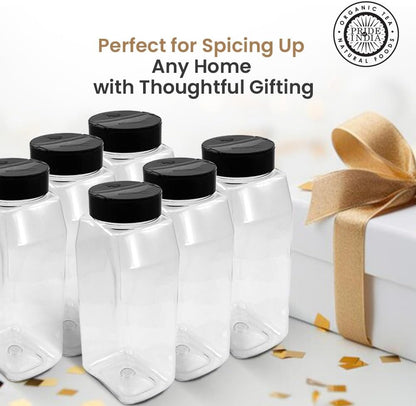 Pride Of India 32 Fl Oz Clear Spice Jar with Dual Opening Lid | Food Grade PET Plastic Oblong Jar | Reusable Organizer for Spices, Herbs, Coffee, Nuts, Snacks & Pet Treats | | 3-4 Cup Capacity