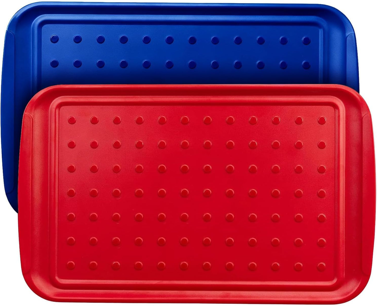 17 Inch Grilling Prep & Serve Trays with Non-Slip Base, Extra Thick,Warp-Resistant BBQ Platter Set for Cooking, Backyard Parties,Camping,Tailgating,Melamine Serving Trays for Food Prep,Red & Black