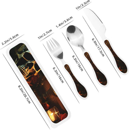 3-Piece Kids Silverware Set With Storage Case, Stainless Steel Reusable Children Safe Knife Spoon Fork Set Cartoon Cute Penguin Children Flatware Set For Kids Lunch Box