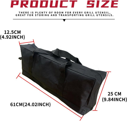 Grill Tool Storage Bag, 24" Oxford Cloth Grill Accessory Storage Bag, Double Zipper Grill Tools Storage Bag, Suitable for Grill Utensil Storage, BBQ Tool Storage