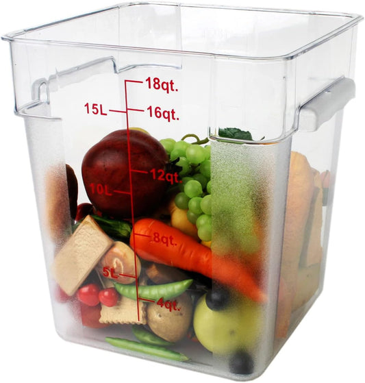 Tiger Chef 18 Quart Commercial Grade Clear Food Storage Square Polycarbonate Containers With Blue Lids 4 Pack
