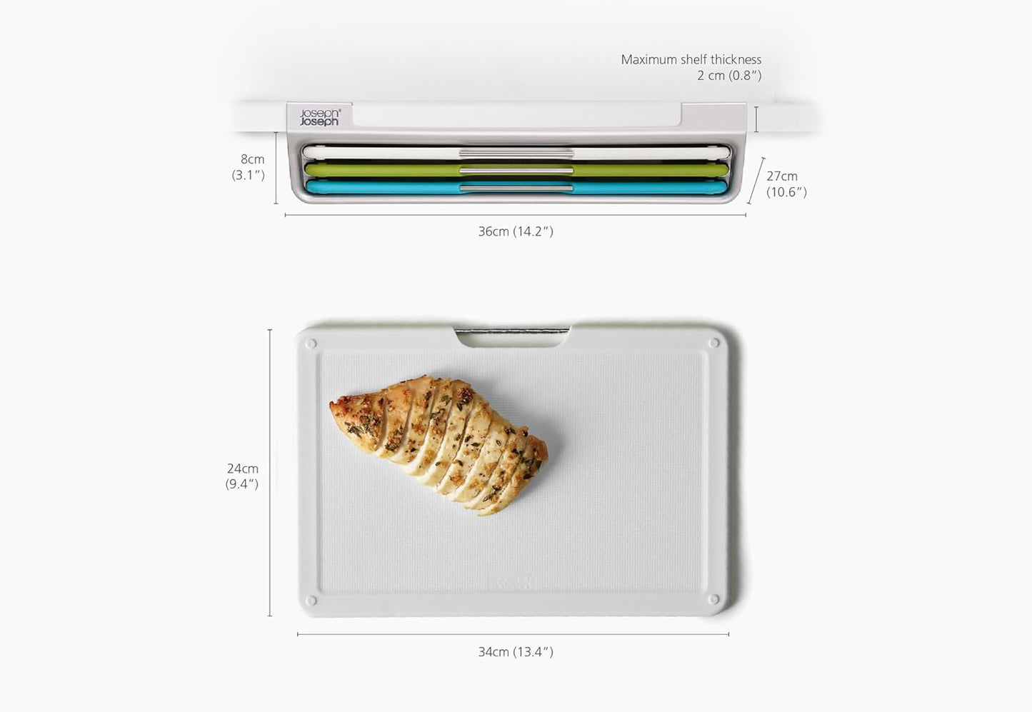 Joseph Joseph Folio Icon 4-Piece Multi Colour coded Cutting Board Set, Stainless Steel Slimline case for organized Kitchen storage, Silver