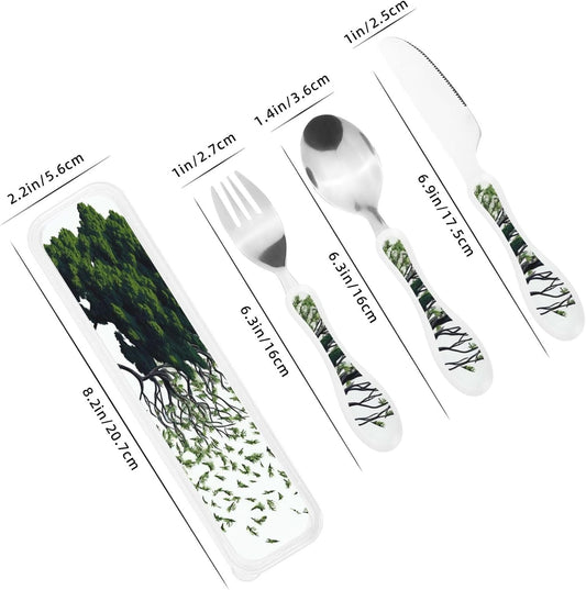 3-Piece Kids Silverware Set With Storage Case, Stainless Steel Reusable Children Safe Knife Spoon Fork Set Classic Cocktail Children Flatware Set For Kids Lunch Box