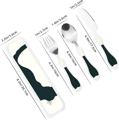 3-Piece Kids Silverware Set With Storage Case, Stainless Steel Reusable Children Safe Knife Spoon Fork Set Insects Love Children Flatware Set For Kids Lunch Box