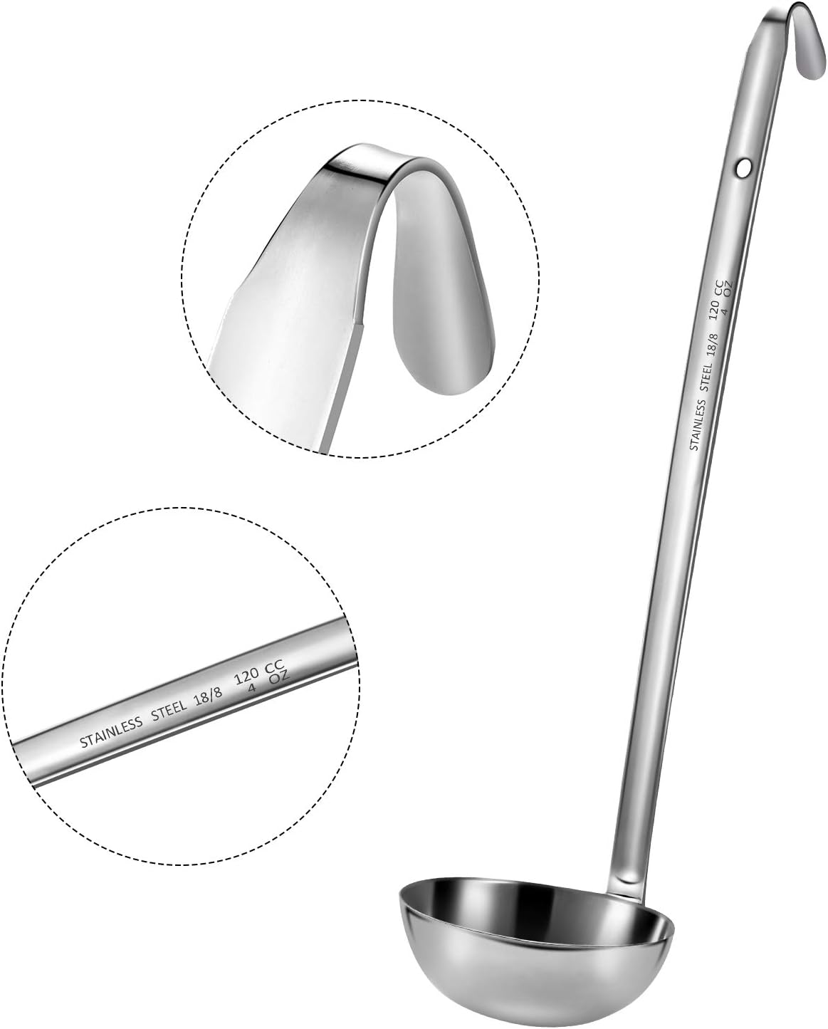 meekoo Stainless Steel Ladles Soup with Long Handle, 6oz