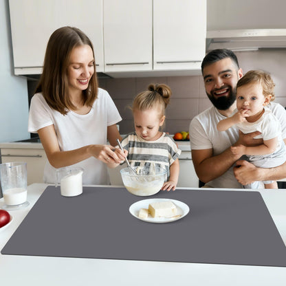 Extra Large Silicone Mat, 31.5x23.6 Inch Heat Resistant Mat for Kitchen Counter, Non Stick Silicone Baking Mat for Dough and Pastry, Thick Silicone placement Countertop Protector, Black countertop mat