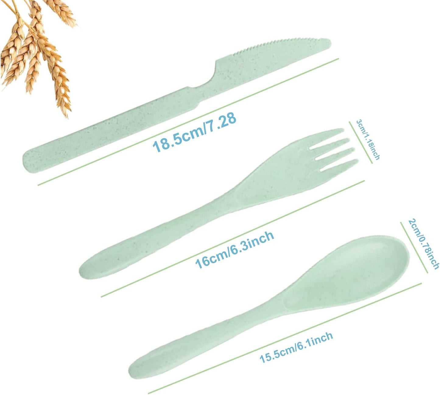 2 Pack Travel Utensils Set with Case, Wheat Straw Reusable Cutlery Set, Portable Spoon Knife Fork Tableware for Lunch Box, Picnic, Camping, Office, BPA Free for Adults Kids