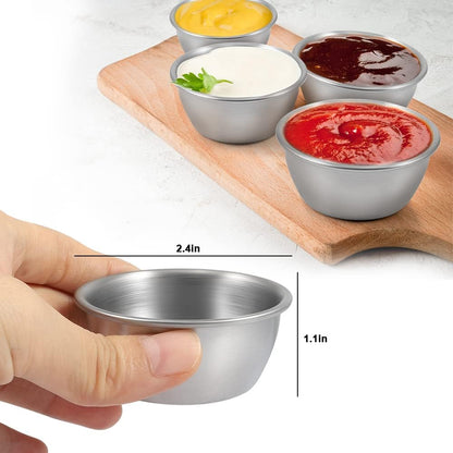 Ramekin Sauce Dipping Bowl Mini Sauce Cups Pudding Condiment Cups for Home Party Stainless Steel (Sliver 12 Pack 50ml)