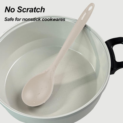 VOVOLY Silicone Spoons for Cooking, Solid & Slotted Spoon Set, Med, Black