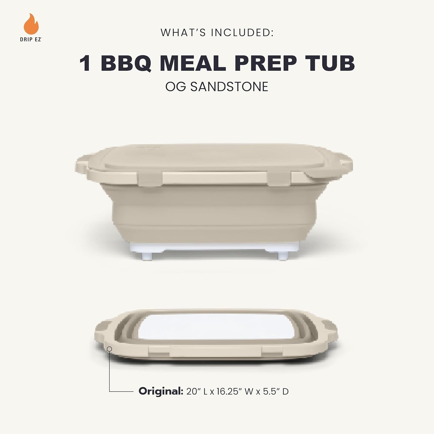 Drip EZ Collapsible BBQ Prep Tub - for Meal Prep Marinating Food Storage - Includes Cutting Board & Locking Lid - (1) XL - Black