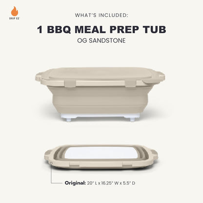 Drip EZ Collapsible BBQ Prep Tub - for Meal Prep Marinating Food Storage - Includes Cutting Board & Locking Lid - (1) XL - Black