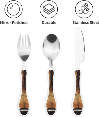 3-Piece Kids Silverware Set With Storage Case, Stainless Steel Reusable Children Safe Knife Spoon Fork Set Candy Children Flatware Set For Kids Lunch Box
