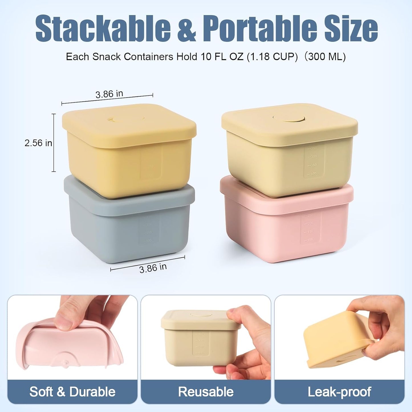 3 PCS Silicone Food Storage Containers with Lids，BPA Free Reusable Silicone Storage Containers for Food Freezer Containers Freezer Dishwasher Safe（24oz,10oz,4oz）