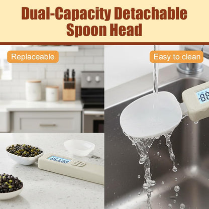 Electronic Measuring Spoon, High Precision Digital Kitchen Scale Spoon with Removable Head & LCD Display 0.1g Accuracy for Herbs, Baking, Coffee, Pet